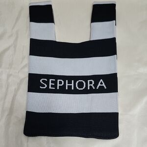 Sephora Black & White Striped Knit Tote with Logo(Limited Edition)